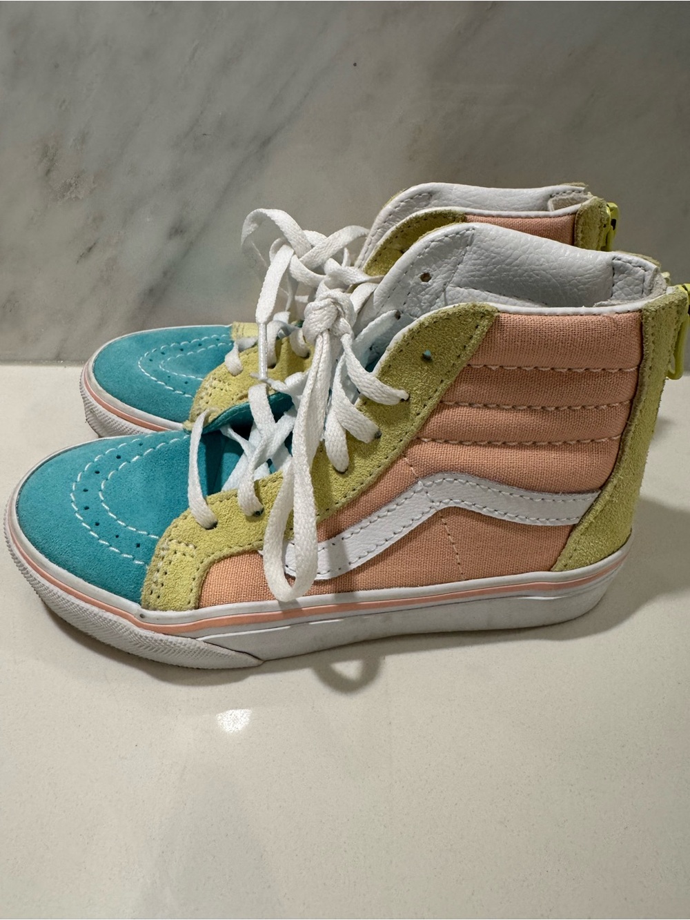 Vans Kids Teal Peach Yellow High-Top Sneakers
